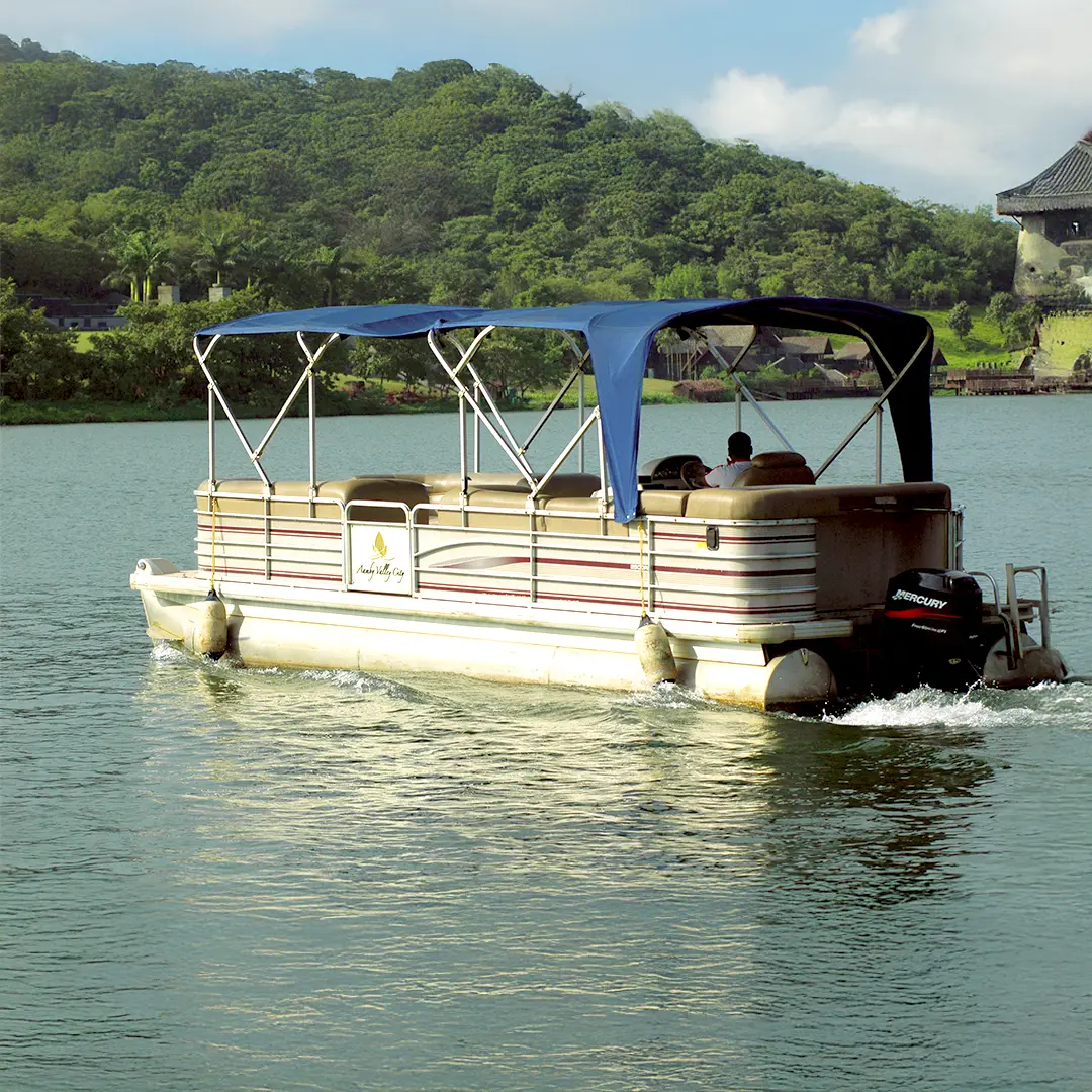 Pontoon boat at Aamby Valley City wetlands